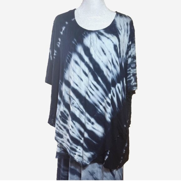 Catherine's Blue Tie Dye Skirt & Blouse Set 2X Plus Size Two Piece Outfit - Picture 4 of 7